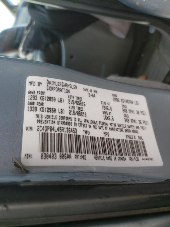 Photo 10 from auction – 2005 CHRYSLER TOWN & COU with VIN 2C4GP64L45R136453