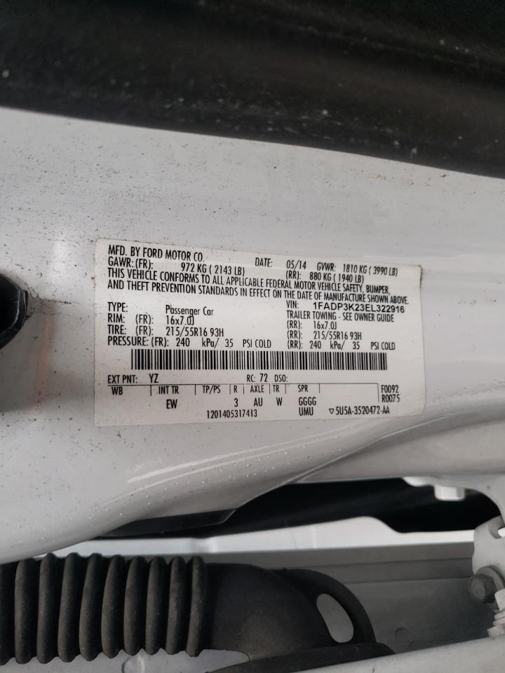 صورة رقم 10 من المزاد - 2014 FORD FOCUS SE مع VIN 1FADP3K23EL322916