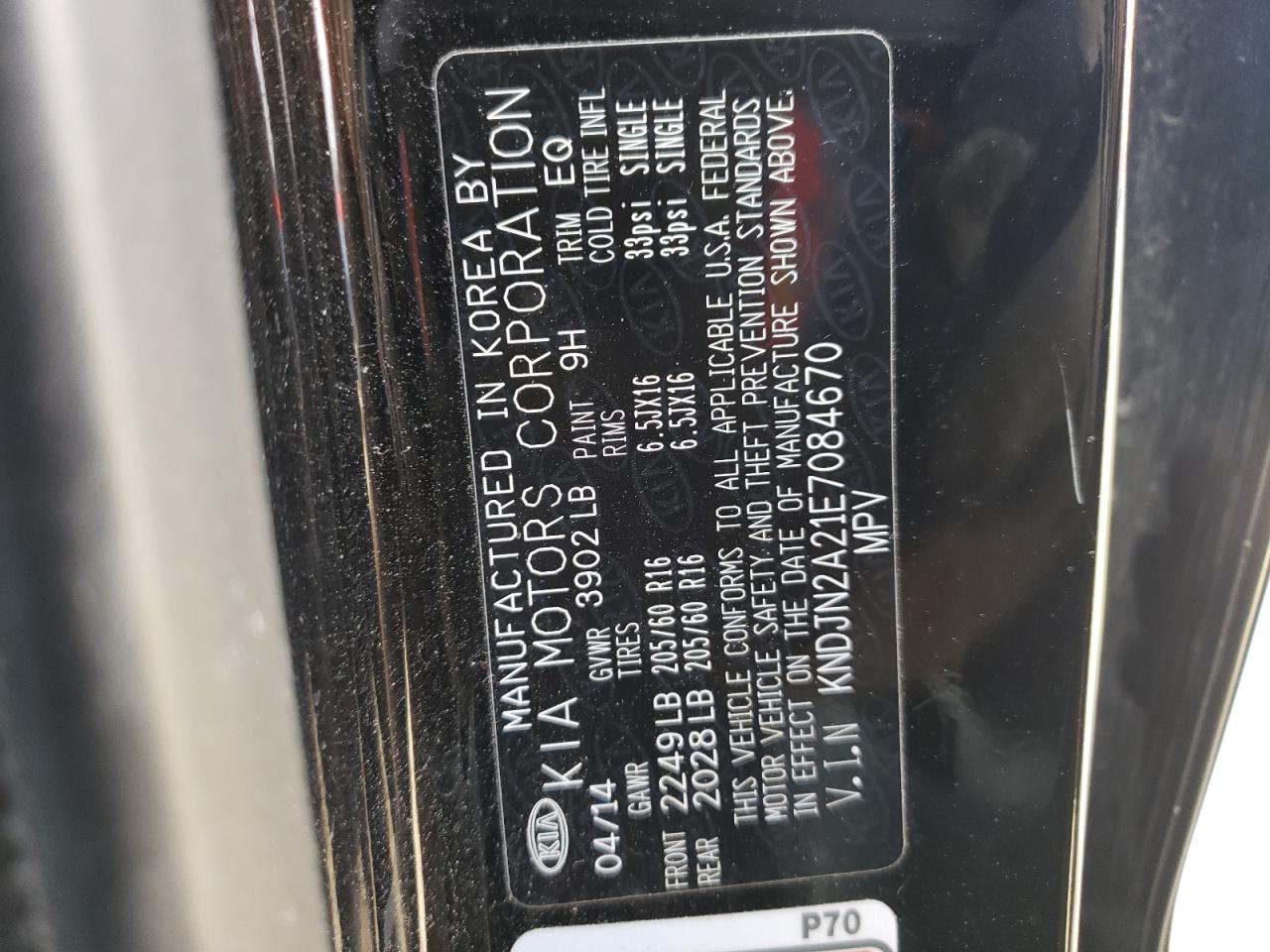 Photo 10 from auction – 2014 KIA SOUL with VIN KNDJN2A21E7084670
