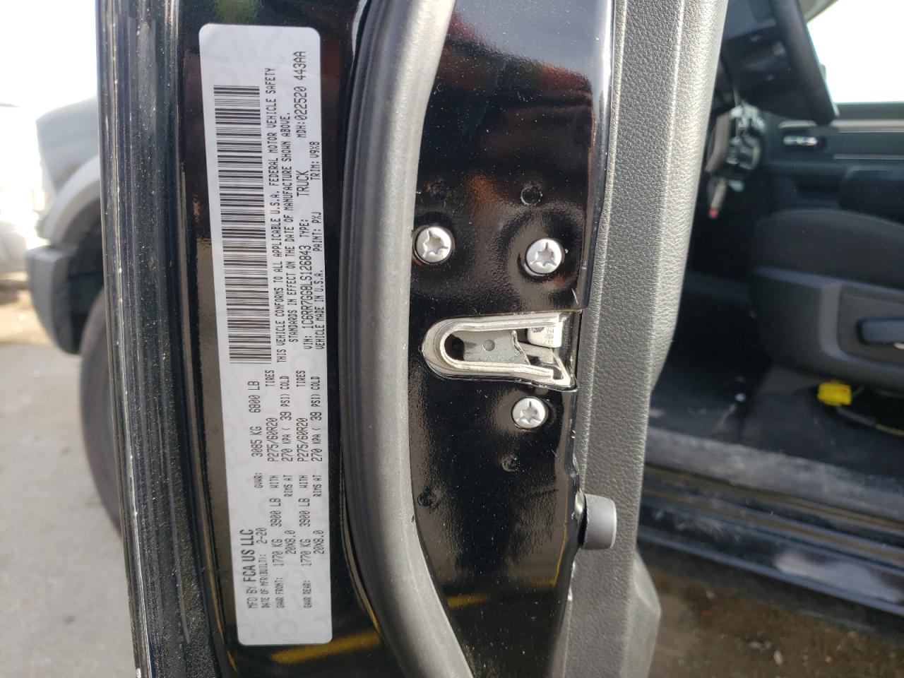 Photo 10 from auction – 2020 RAM 1500 CLASS with VIN 1C6RR7GG8LS126843