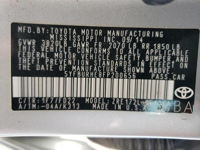 Photo 10 from auction – 2015 TOYOTA COROLLA L with VIN 5YFBURHE8FP200656