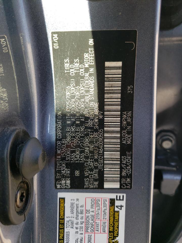 Photo 10 from auction – 2004 TOYOTA HIGHLANDER with VIN JTEGD21A640090505