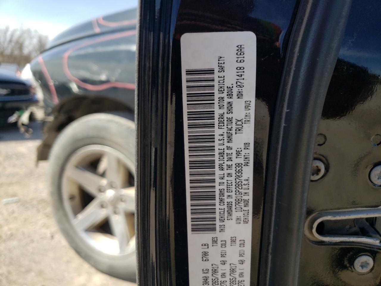 Photo 10 from auction – 2011 DODGE RAM 1500 with VIN 1D7RB1GP2BS703638