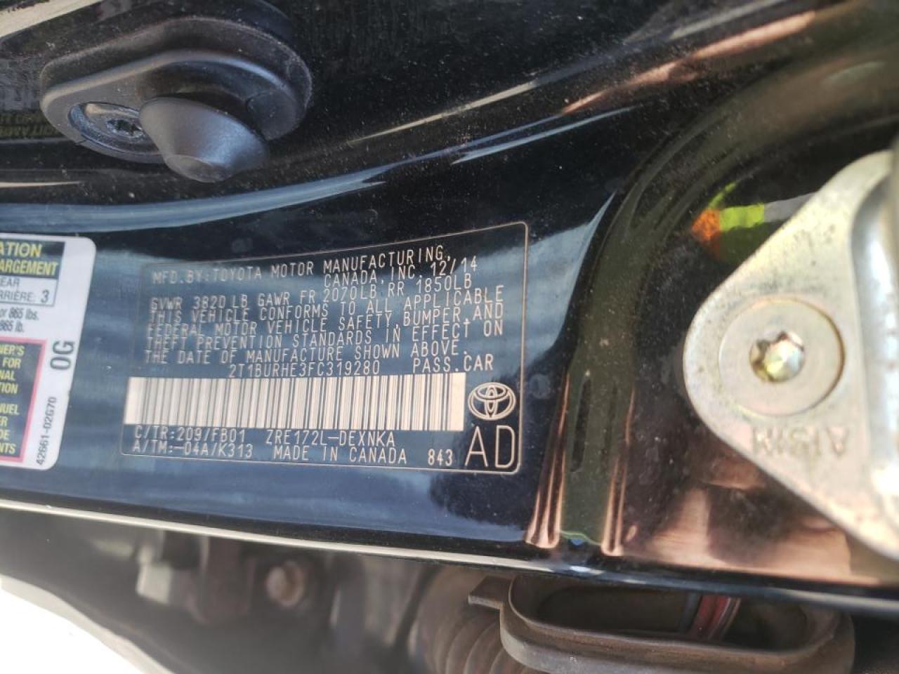 Photo 10 from auction – 2015 TOYOTA COROLLA L with VIN 2T1BURHE3FC319280