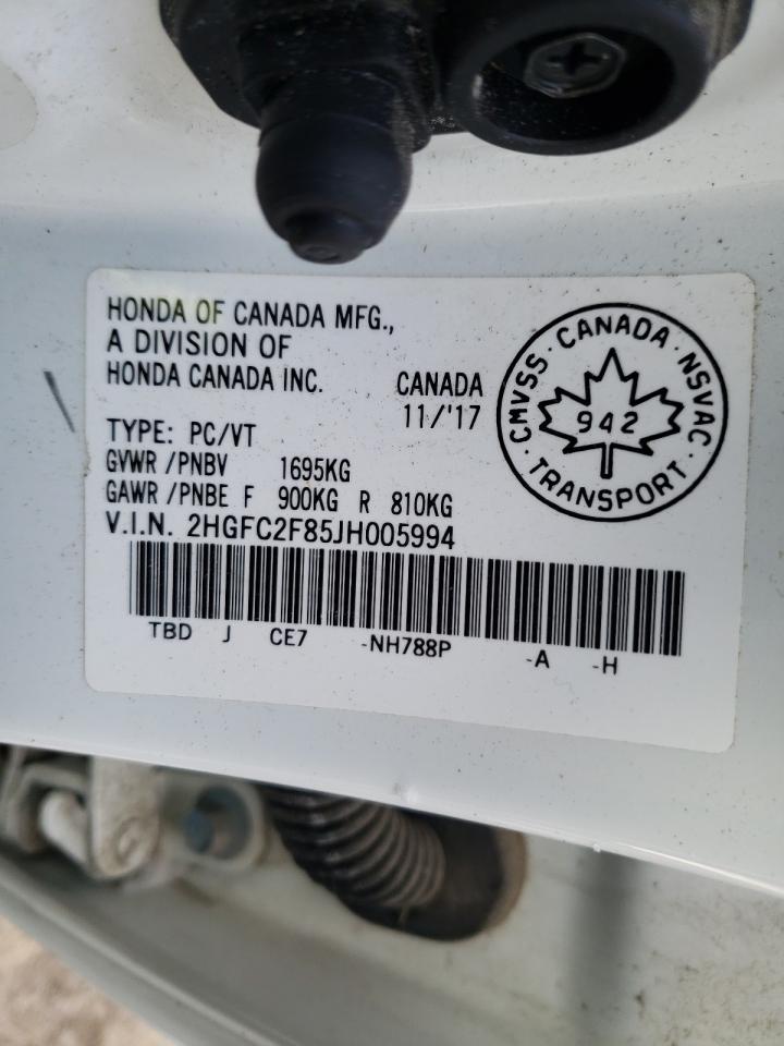 Photo 10 from auction – 2018 HONDA CIVIC EX with VIN 2HGFC2F85JH005994