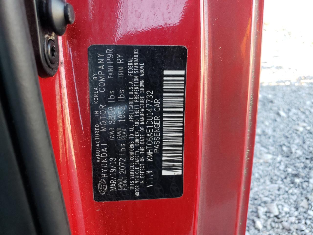 Photo 10 from auction – 2013 HYUNDAI VELOSTER T with VIN KMHTC6AE1DU147732