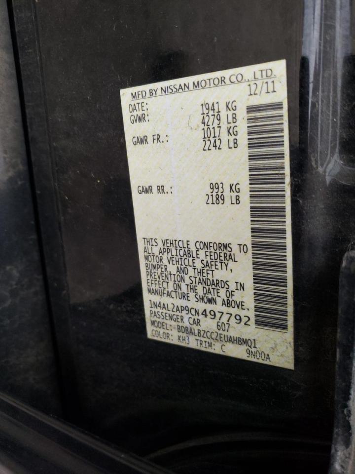Photo 10 from auction – 2012 NISSAN ALTIMA BAS with VIN 1N4AL2AP9CN497792