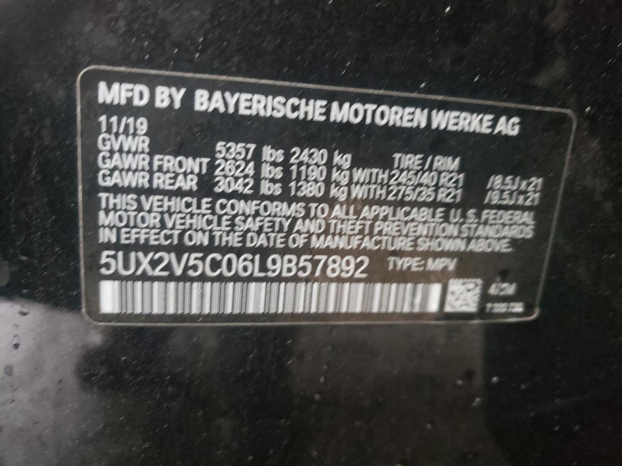 Photo 10 from auction – 2020 BMW X4 XDRIVEM with VIN 5UX2V5C06L9B57892