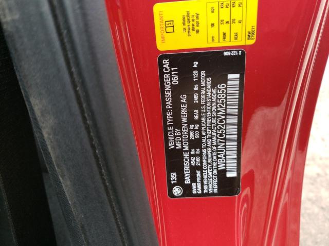 Photo 10 from auction – 2012 BMW 135 I with VIN WBAUN7C52CVM25856