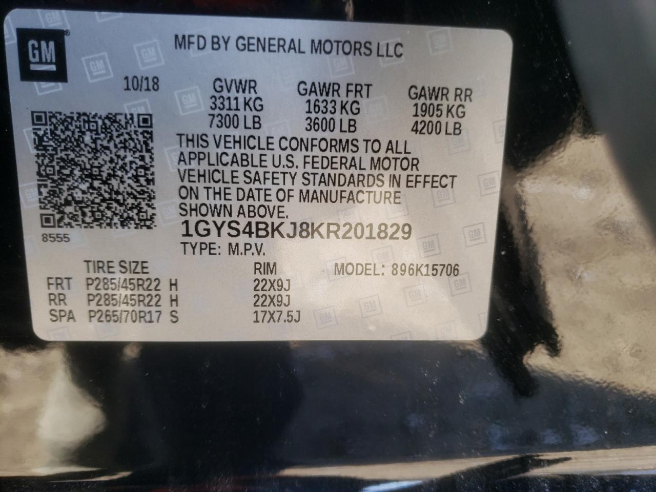 Photo 10 from auction – 2019 CADILLAC ESCALADE L with VIN 1GYS4BKJ8KR201829