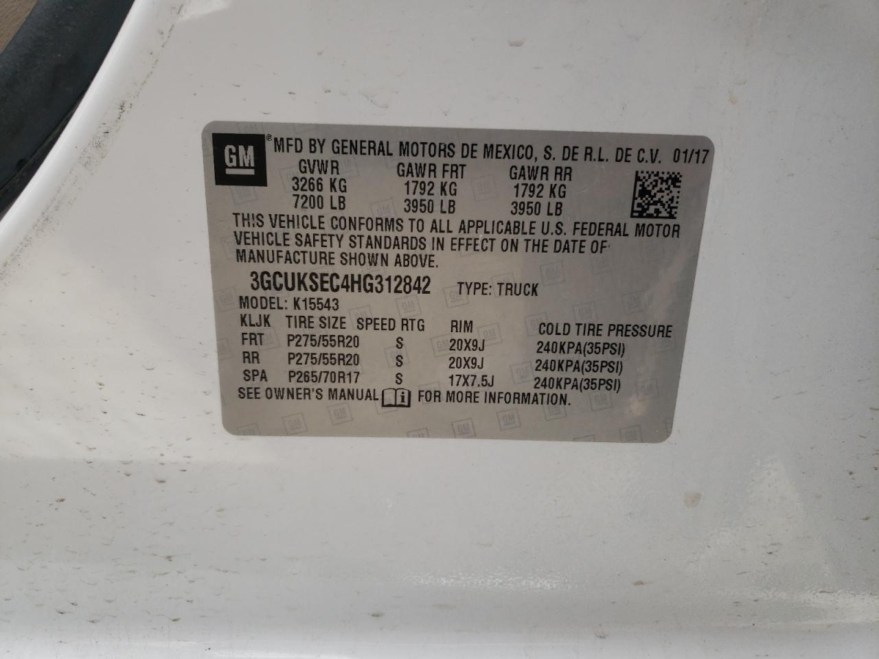 Photo 10 from auction – 2017 CHEVROLET 1500 SILVE with VIN 3GCUKSEC4HG312842