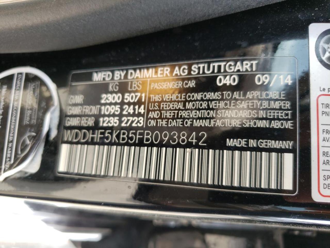 Photo 10 from auction – 2015 MERCEDES-BENZ E 350 with VIN WDDHF5KB5FB093842