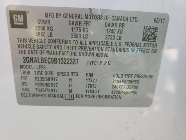 Photo 10 from auction – 2011 CHEVROLET EQUINOX LS with VIN 2GNALBEC9B1322337