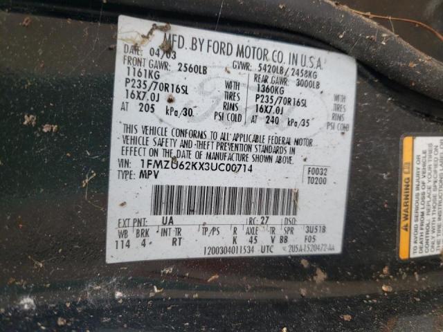 Photo 10 from auction – 2003 FORD EXPLORER X with VIN 1FMZU62KX3UC00714