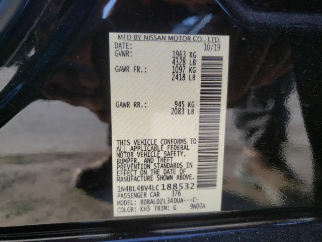 NISSAN ALTIMA S 2020 with VIN 1N4BL4BV4LC188532 - Photo from auction