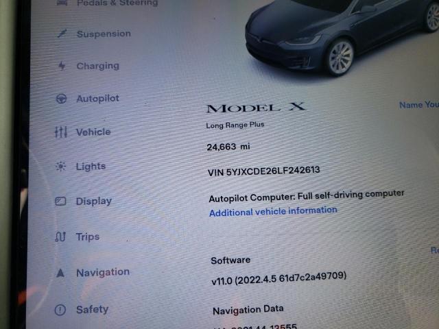Photo 8 from auction – 2020 TESLA MODEL X with VIN 5YJXCDE26LF242613