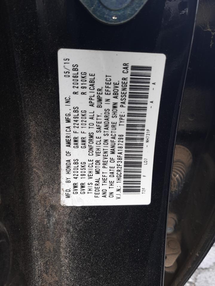 Photo 10 from auction – 2015 HONDA ACCORD LX with VIN 1HGCR2F38FA187296