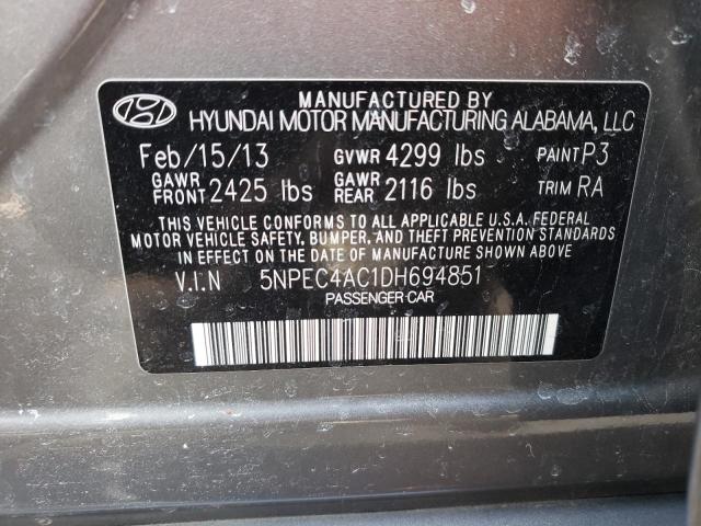 Photo 10 from auction – 2013 HYUNDAI SONATA SE with VIN 5NPEC4AC1DH694851