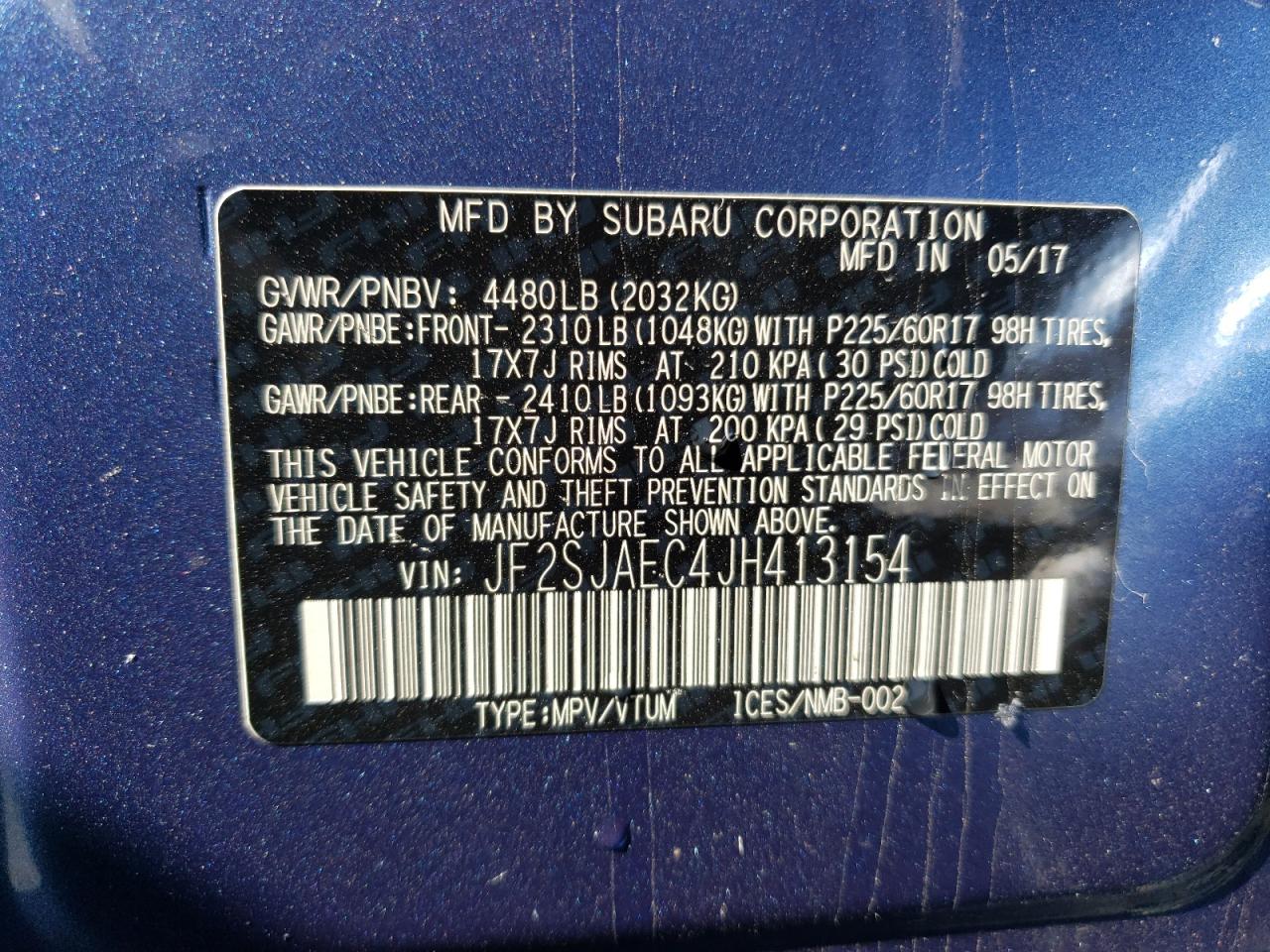 Photo 10 from auction – 2018 SUBARU FORESTER 2 with VIN JF2SJAEC4JH413154