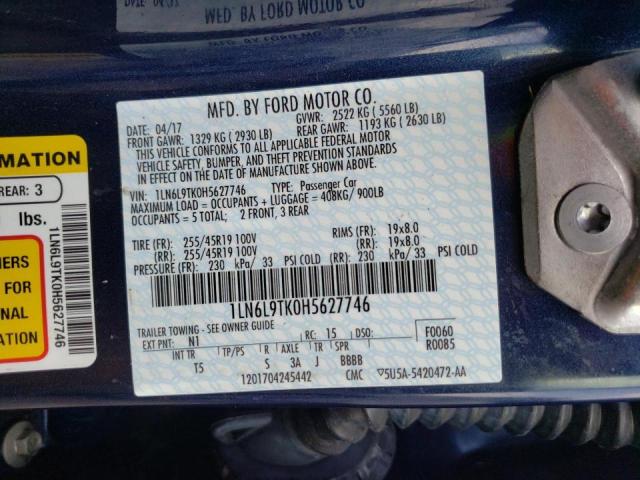 Photo 10 from auction – 2017 LINCOLN CONTINENTA with VIN 1LN6L9TK0H5627746