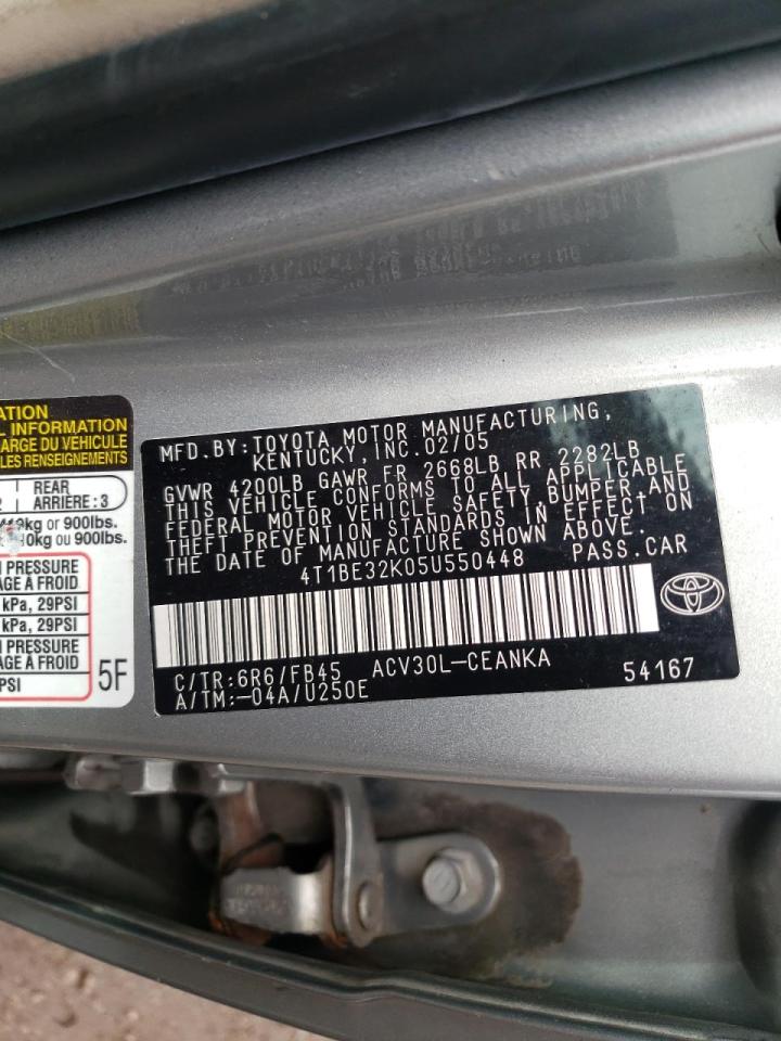 Photo 10 from auction – 2005 TOYOTA CAMRY LE with VIN 4T1BE32K05U550448
