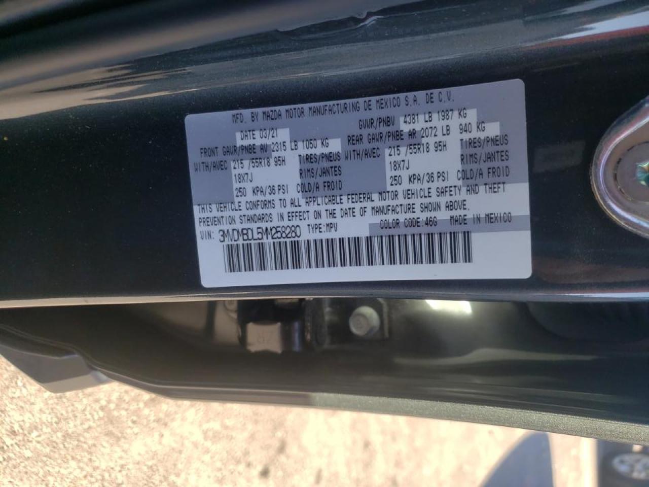 Photo 10 from auction – 2021 MAZDA CX-30 PREM with VIN 3MVDMBDL5MM258280