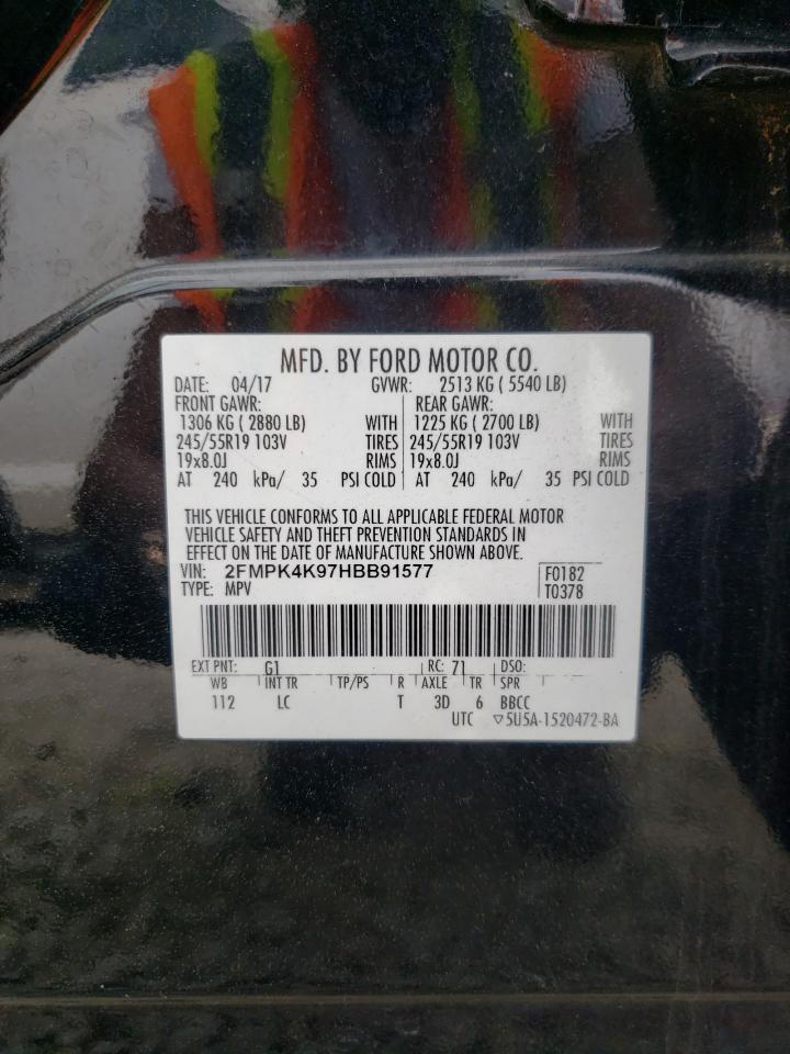 Фото 10 с аукциона – 2017 FORD EDGE TITAN с VIN 2FMPK4K97HBB91577