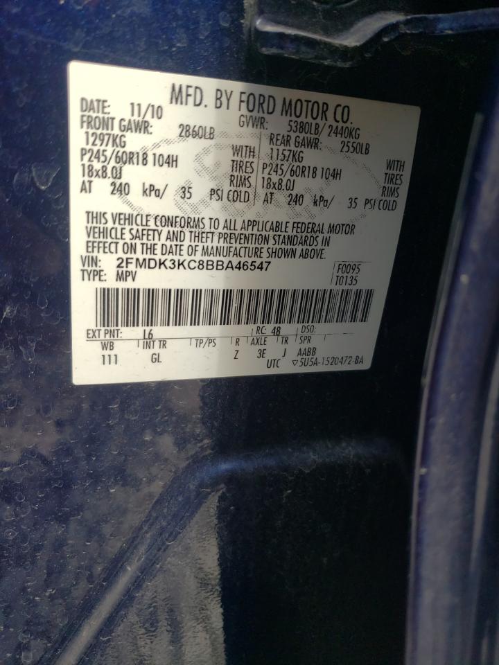 Photo 10 from auction – 2011 FORD EDGE LIMIT with VIN 2FMDK3KC8BBA46547