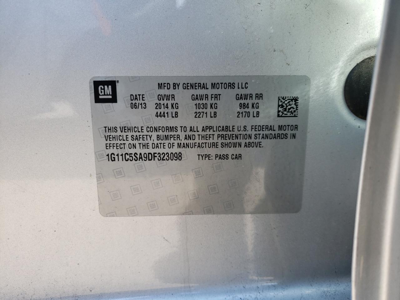 Photo 10 from auction – 2013 CHEVROLET MALIBU 1LT with VIN 1G11C5SA9DF323098
