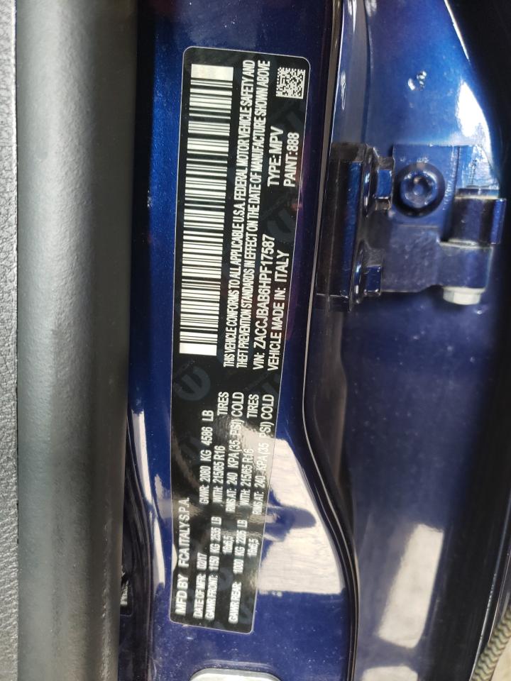 Photo 10 from auction – 2017 JEEP RENEGADE S with VIN ZACCJBAB6HPF17587