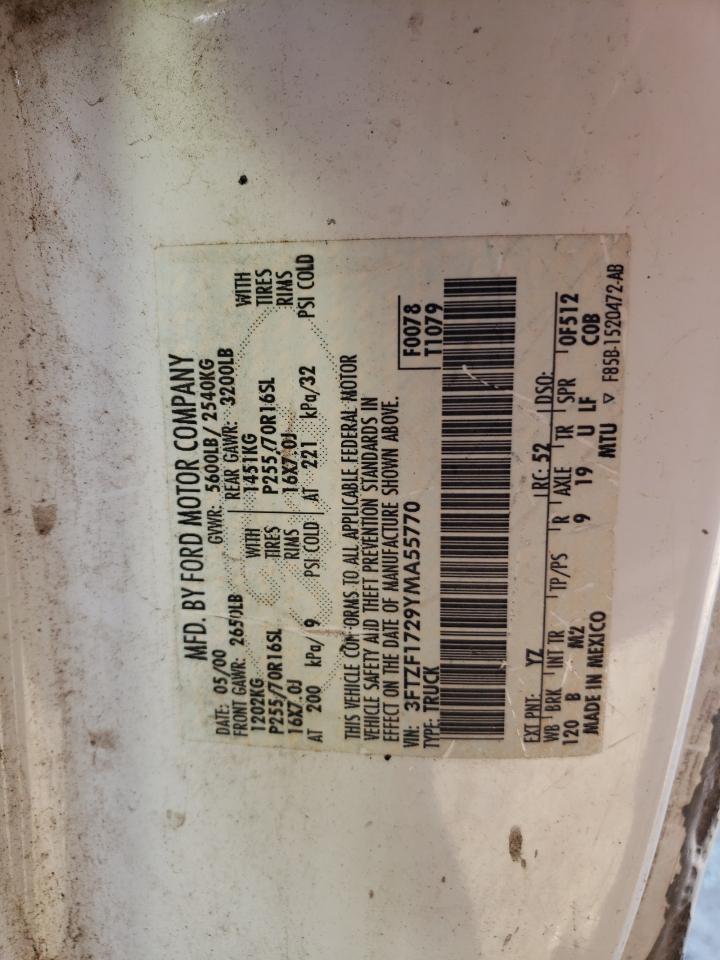 Photo 10 from auction – 2000 FORD F150 with VIN 3FTZF1729YMA55770