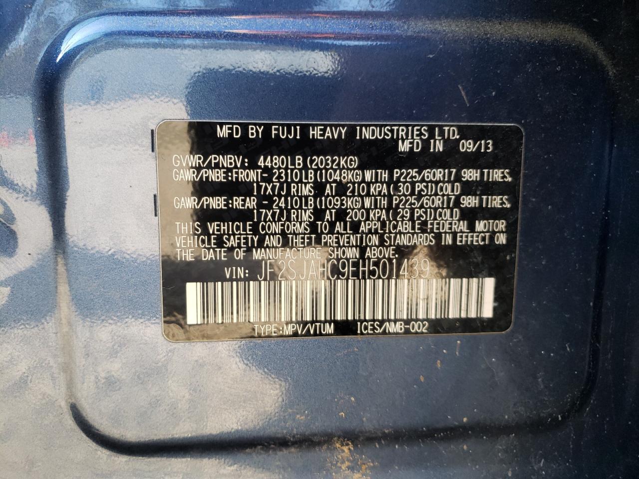 Photo 10 from auction – 2014 SUBARU FORESTER 2 with VIN JF2SJAHC9EH501439