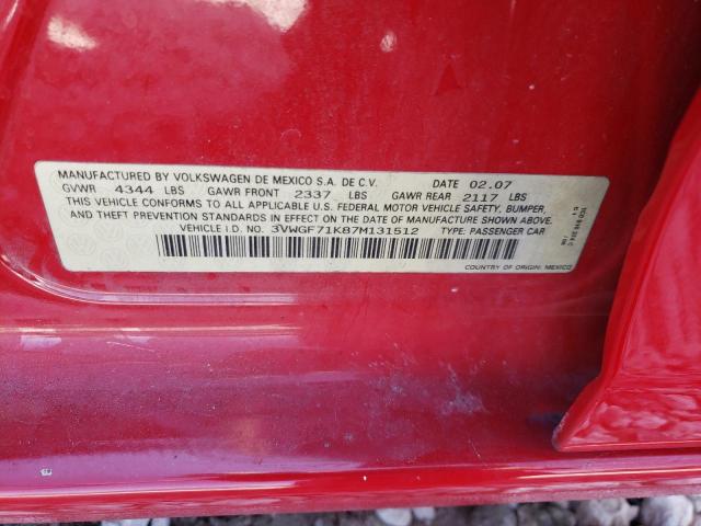 Photo 10 from auction – 2007 VOLKSWAGEN JETTA with VIN 3VWGF71K87M131512