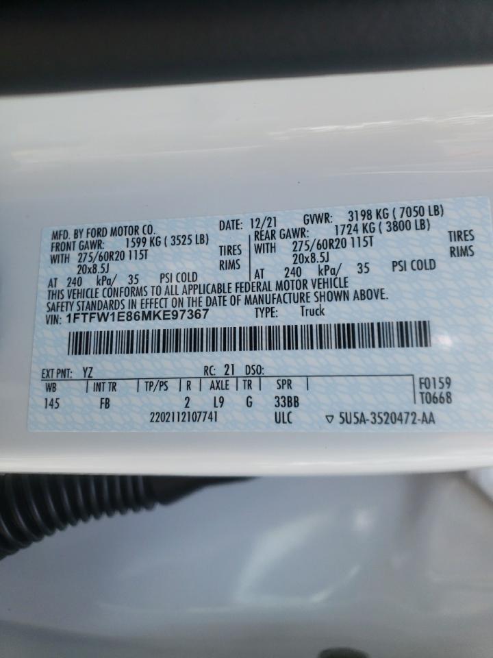 Photo 10 from auction – 2021 FORD F150 SUPER with VIN 1FTFW1E86MKE97367