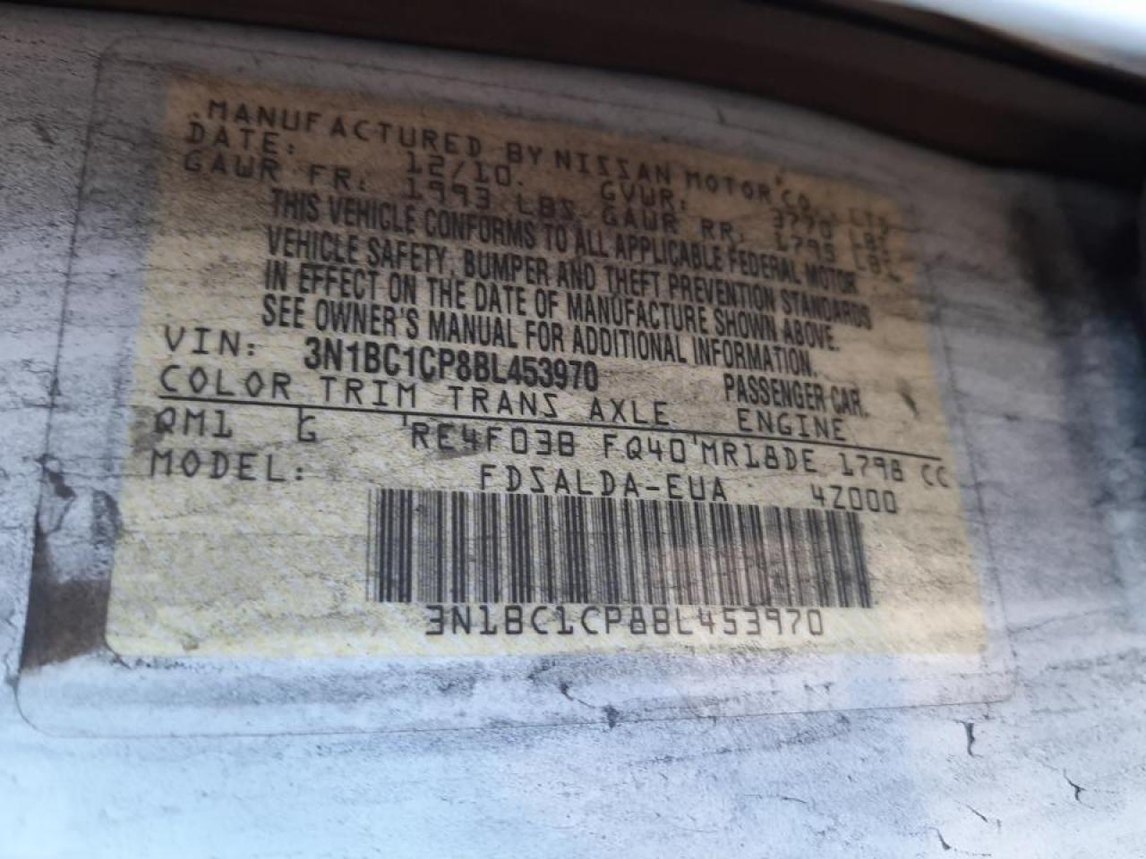 Фото 10 с аукциона – 2011 NISSAN VERSA S с VIN 3N1BC1CP8BL453970