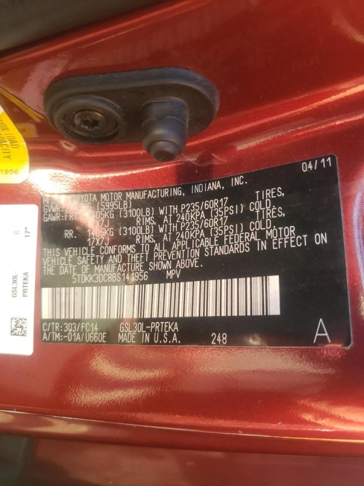Photo 10 from auction – 2011 TOYOTA SIENNA LE with VIN 5TDKK3DC8BS141956