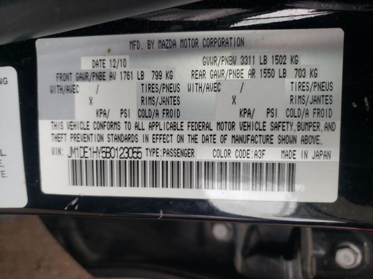 Photo 10 from auction – 2011 MAZDA MAZDA2 with VIN JM1DE1HY5B0123055