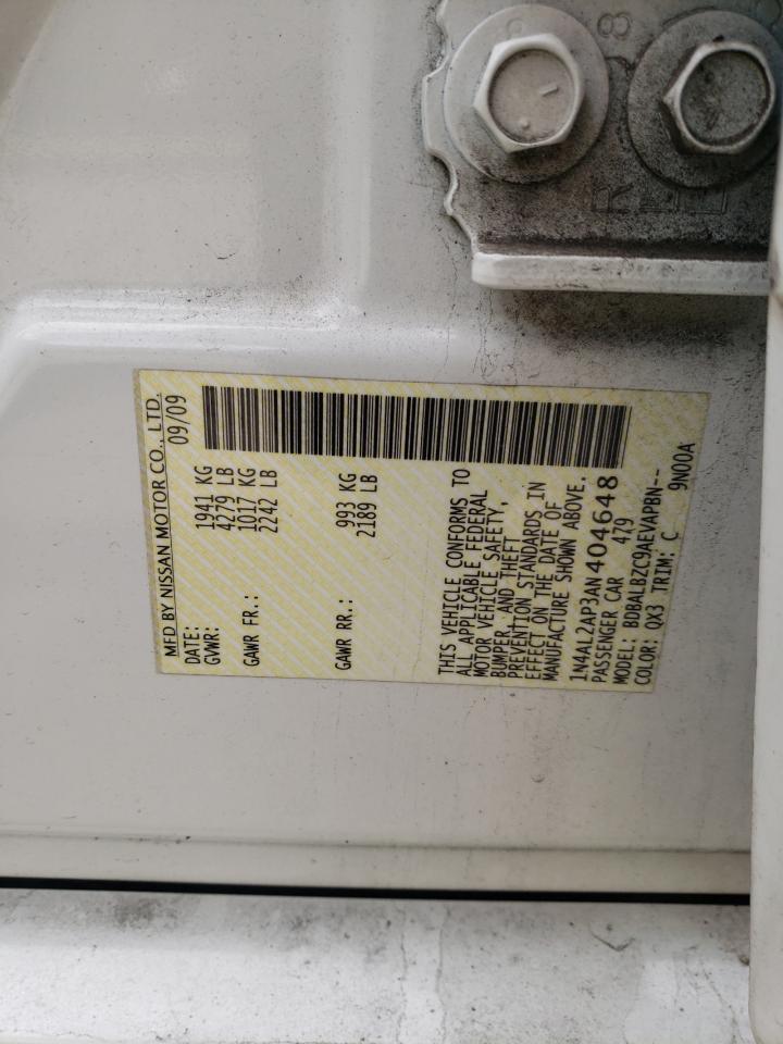 Photo 10 from auction – 2010 NISSAN ALTIMA with VIN 1N4AL2AP3AN404648