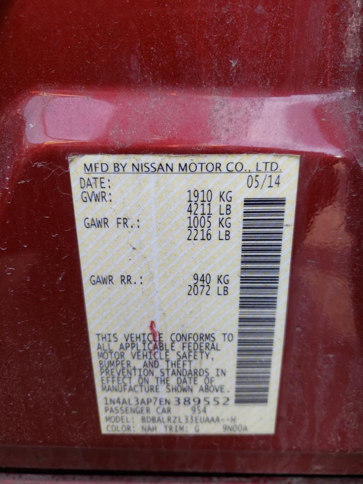 Photo 10 from auction – 2014 NISSAN ALTIMA 2.5 with VIN 1N4AL3AP7EN389552
