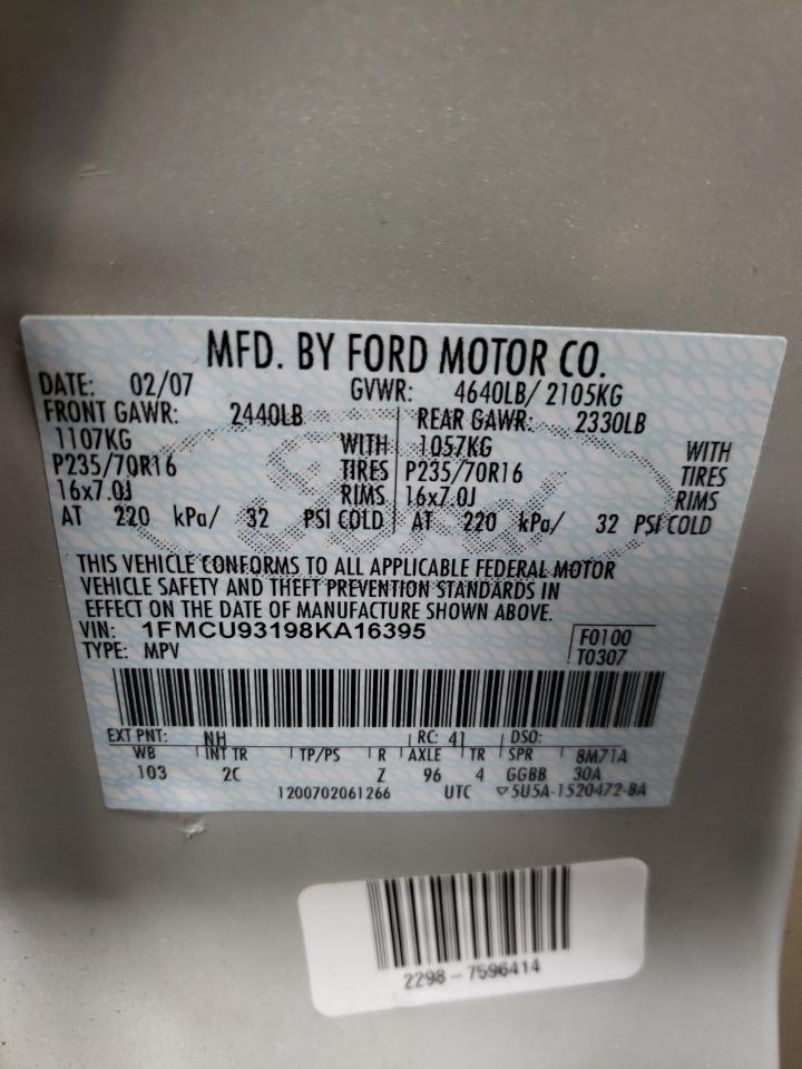 Photo 10 from auction – 2008 FORD ESCAPE XLT with VIN 1FMCU93198KA16395