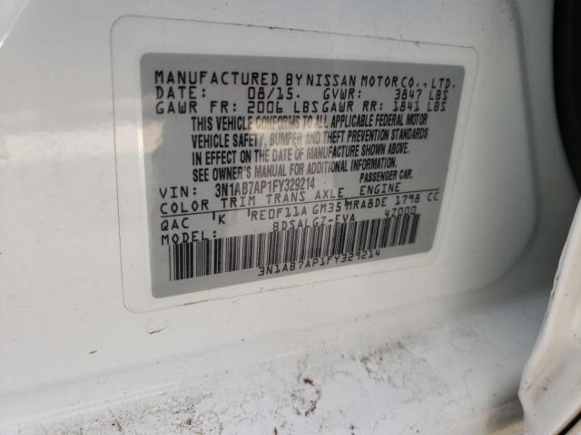 Photo 10 from auction – 2015 NISSAN SENTRA S with VIN 3N1AB7AP1FY329214