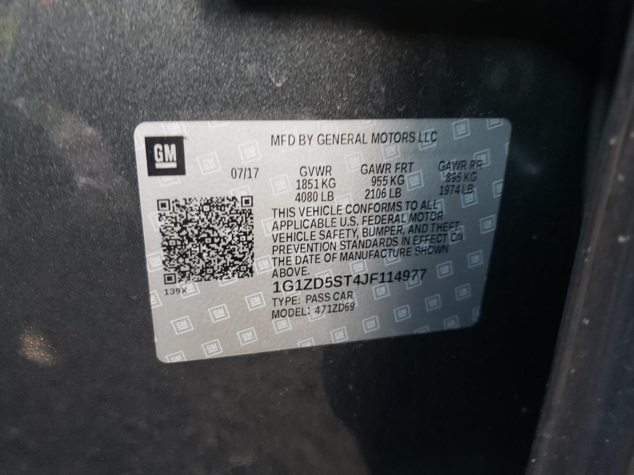 Photo 10 from auction – 2018 CHEVROLET MALIBU LT with VIN 1G1ZD5ST4JF114977