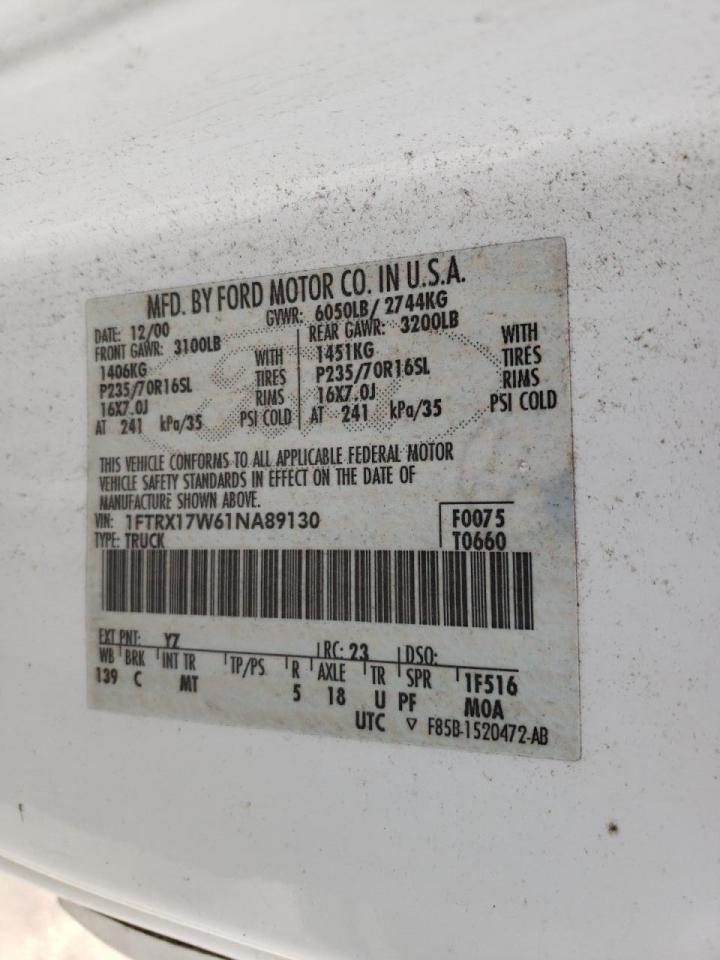 Photo 10 from auction – 2001 FORD F150 with VIN 1FTRX17W61NA89130