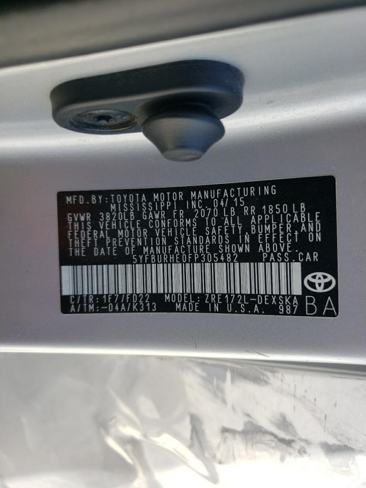 Photo 10 from auction – 2015 TOYOTA COROLLA L with VIN 5YFBURHE0FP305482