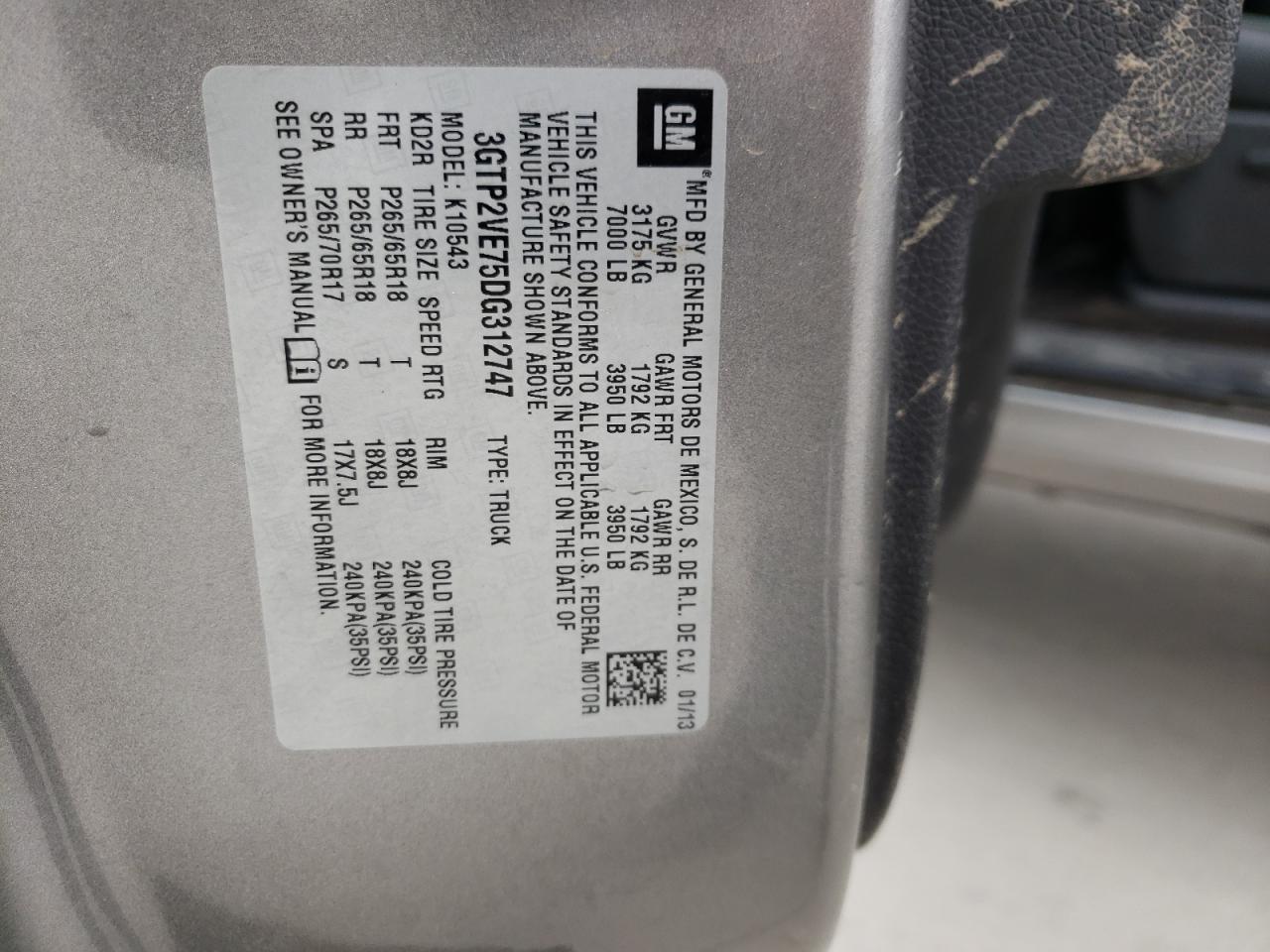 Photo 10 from auction – 2013 GMC SIERRA K15 with VIN 3GTP2VE75DG312747
