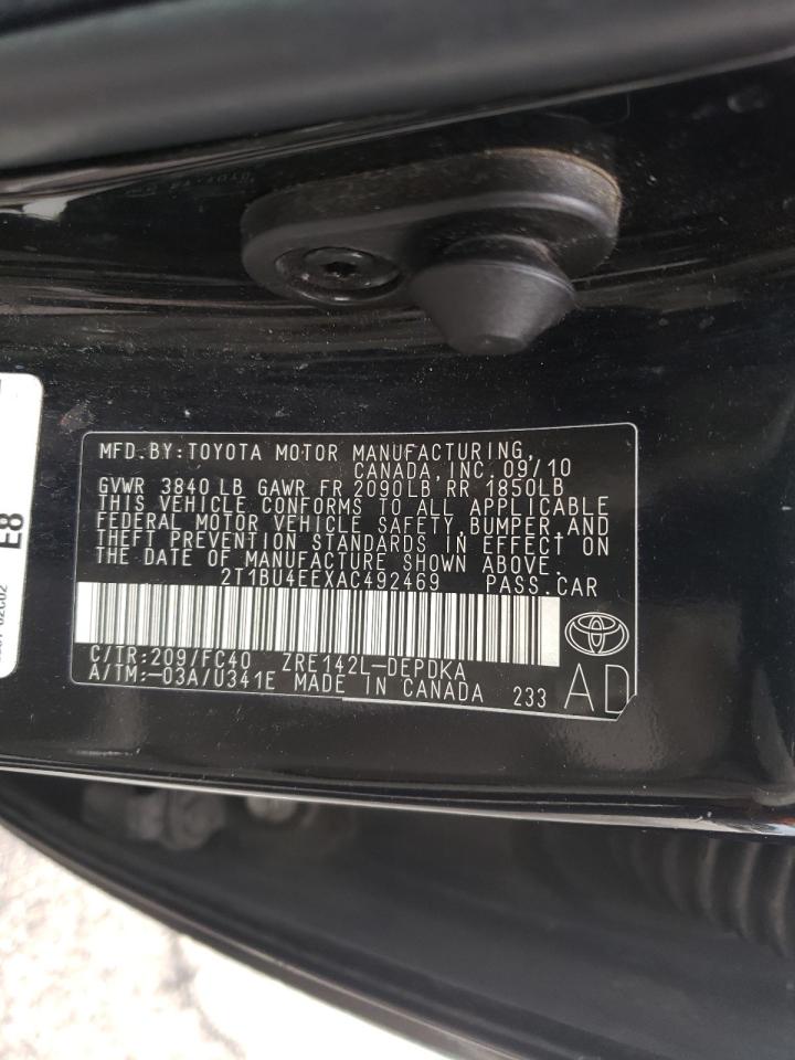 Photo 10 from auction – 2010 TOYOTA COROLLA BA with VIN 2T1BU4EEXAC492469