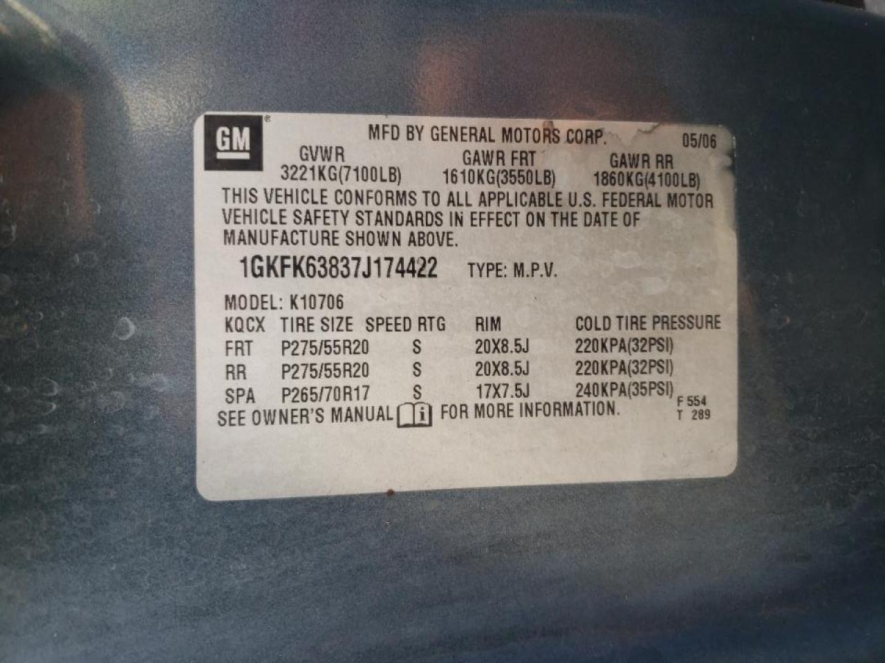 Photo 10 from auction – 2007 GMC YUKON DENA with VIN 1GKFK63837J174422