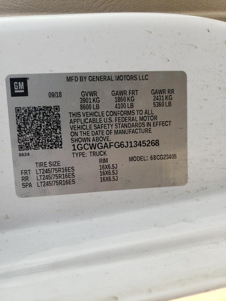 Photo 10 from auction – 2018 CHEVROLET EXPRESS G2 with VIN 1GCWGAFG6J1345268