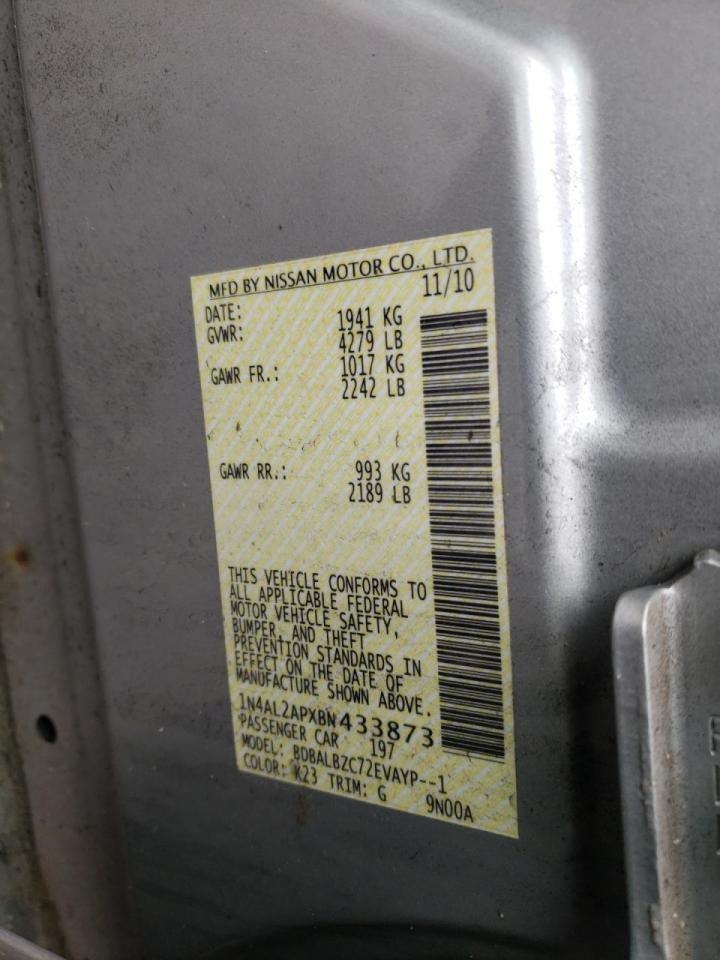Photo 10 from auction – 2011 NISSAN ALTIMA BAS with VIN 1N4AL2APXBN433873