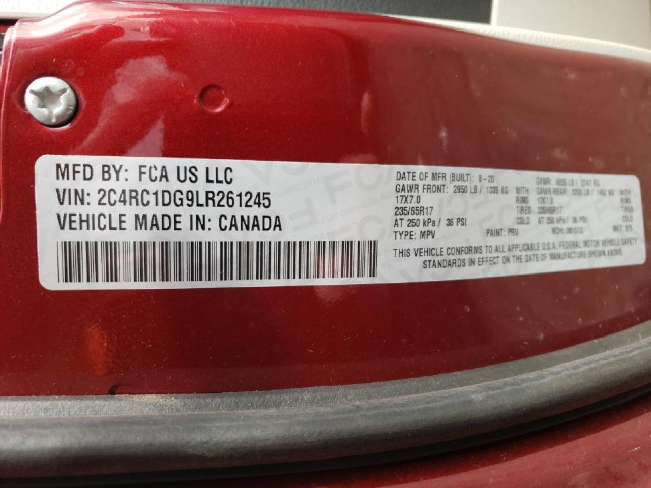 Photo 10 from auction – 2020 CHRYSLER VOYAGER LX with VIN 2C4RC1DG9LR261245